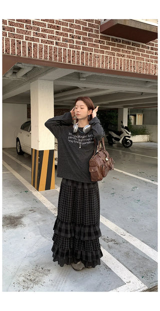 woolen plaid skirt