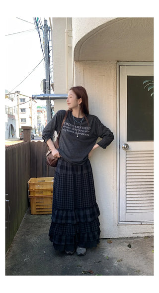 woolen plaid skirt