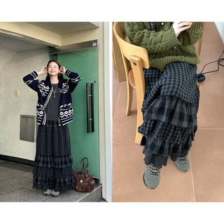 woolen plaid skirt