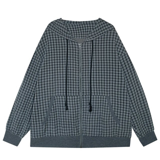 plaid hooded jacket
