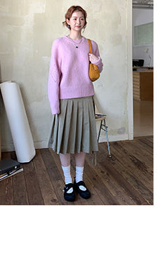 lace-up pleated skirt