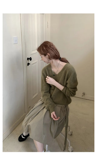 lace-up pleated skirt