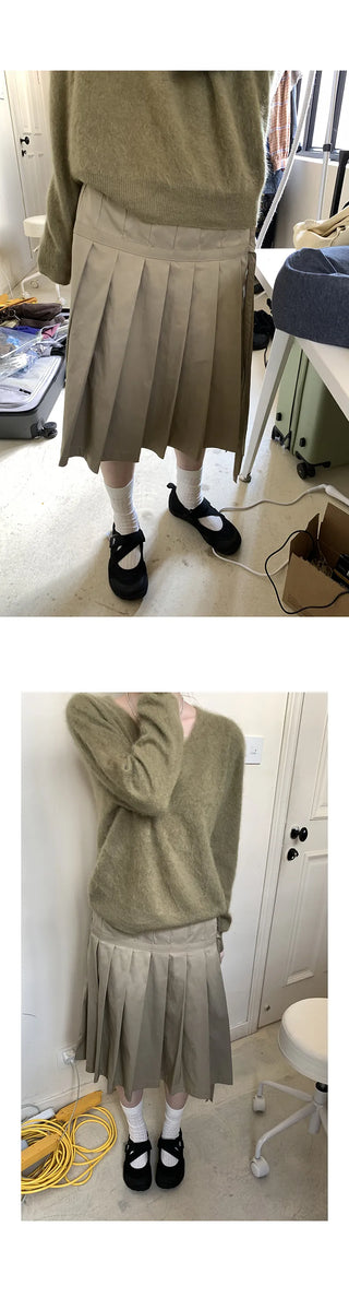 lace-up pleated skirt