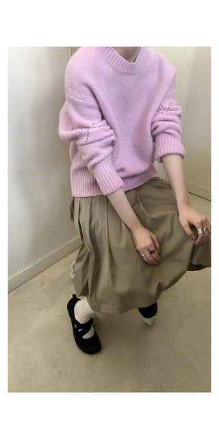 lace-up pleated skirt