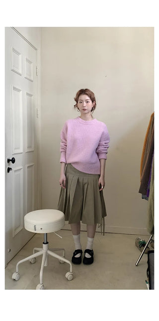 lace-up pleated skirt