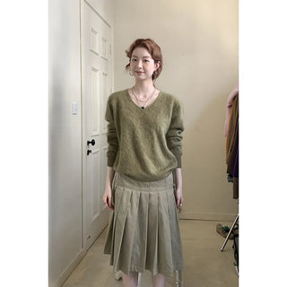 lace-up pleated skirt