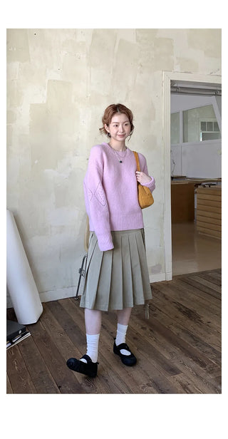 lace-up pleated skirt