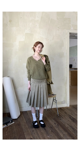 lace-up pleated skirt