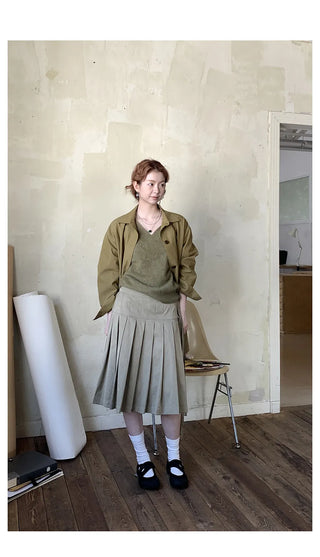 lace-up pleated skirt