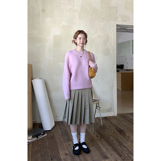 lace-up pleated skirt