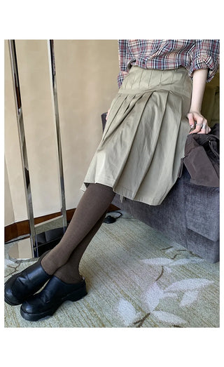 lace-up pleated skirt