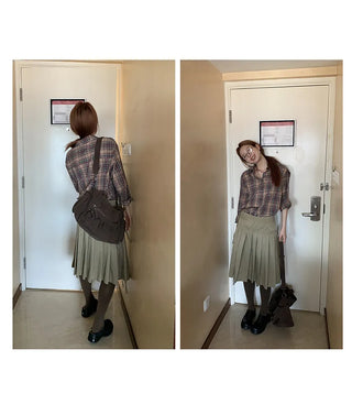 lace-up pleated skirt