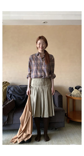 lace-up pleated skirt