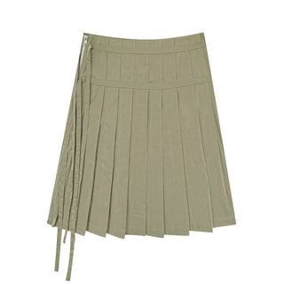 lace-up pleated skirt