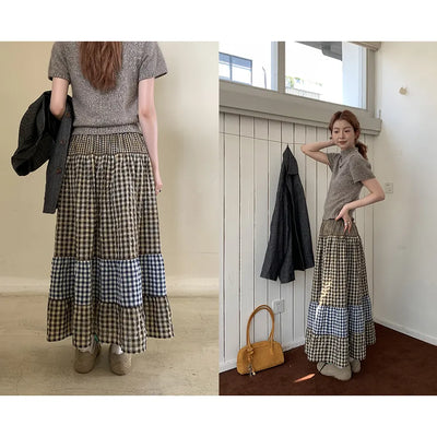 color plaid skirt