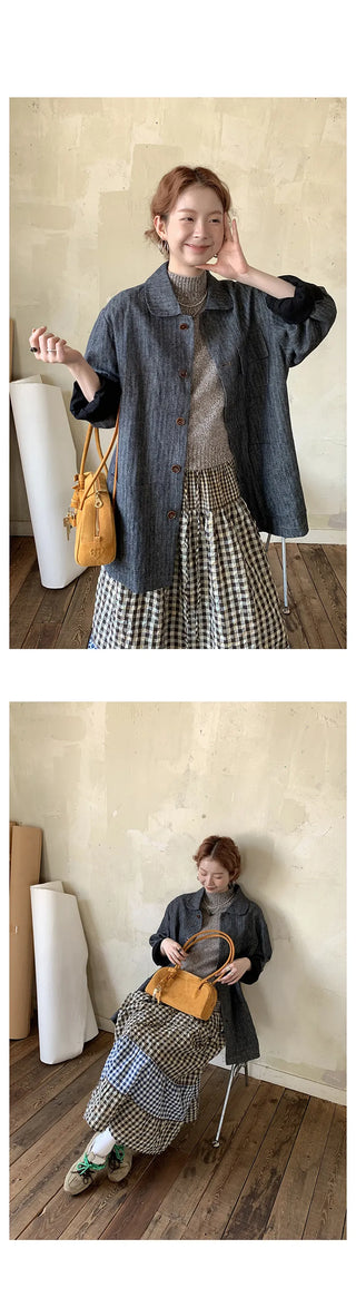 linen herringbone coat