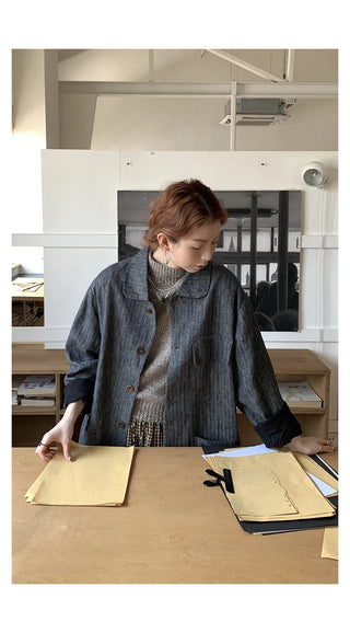 linen herringbone coat