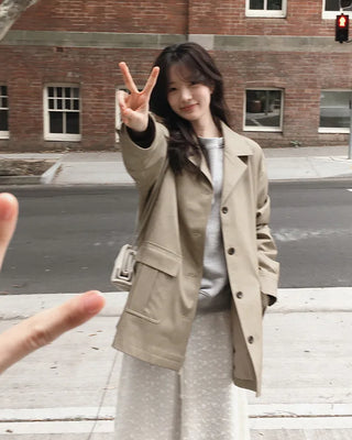 Vegan leather half trench coat