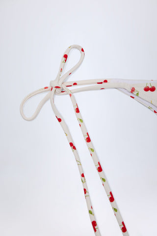 Side-Tie Cheeky Bikini Bottoms in Cherry Print