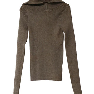 Cut Hoodie Sleeve Cut-Out Ribbed Hoodie