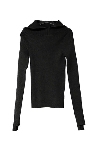 Cut Hoodie Sleeve Cut-Out Ribbed Hoodie