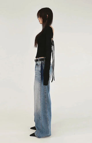 Sensual fleece base soft round U-neck long-sleeved basic tee