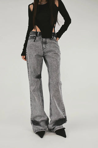 Double Stud Eyelet Buckle Slim Belt