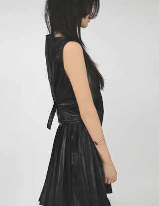 Unique cut-out beaded leather vest