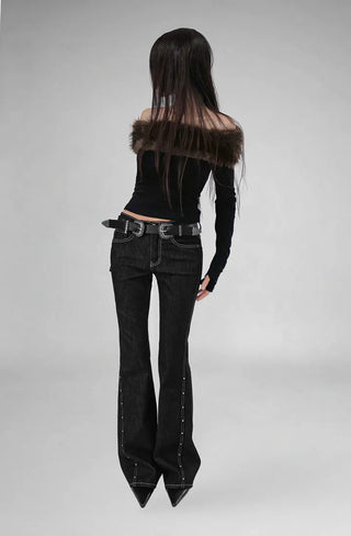 BLACK WESTERN TWO-BUCKLE DOUBLE BELT