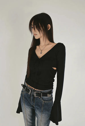 JAM LOWWAIST DARK DENIM SLIM BOOTCUT DENIM PANTS