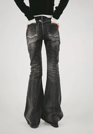 DARK GRAY WASHING SOFT REAL BOOTCUT DENIM PANTS