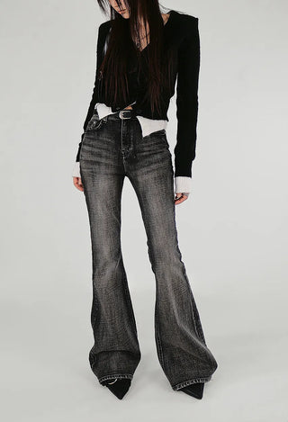 KUY BLACK LAYERED V-NECK KNIT CARDIGAN