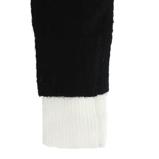 KUY BLACK LAYERED V-NECK KNIT CARDIGAN