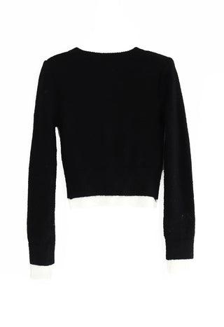 KUY BLACK LAYERED V-NECK KNIT CARDIGAN
