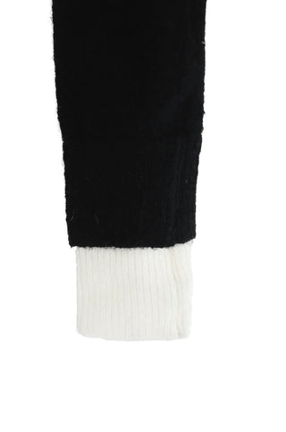 KUY BLACK LAYERED V-NECK KNIT CARDIGAN