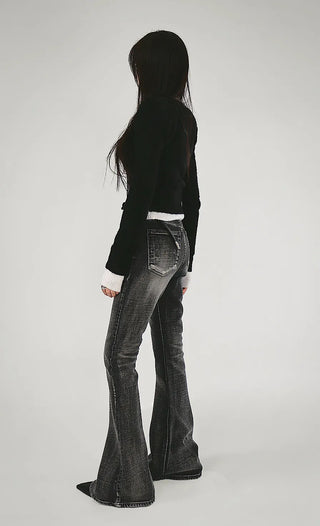 KUY BLACK LAYERED V-NECK KNIT CARDIGAN