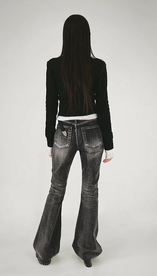 KUY BLACK LAYERED V-NECK KNIT CARDIGAN
