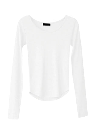 HALF UNBAL ROUNDY BASE U-NECK BASIC LONG-SLEEVED T-SHIRT