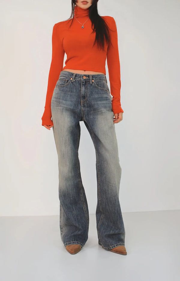 Silhouette Washing Brush Slim Wide Bootcut Denim