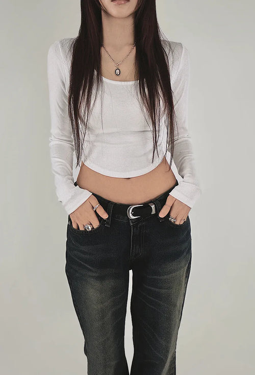 JENNY BASE SOFT ROUNDY CROP TEE