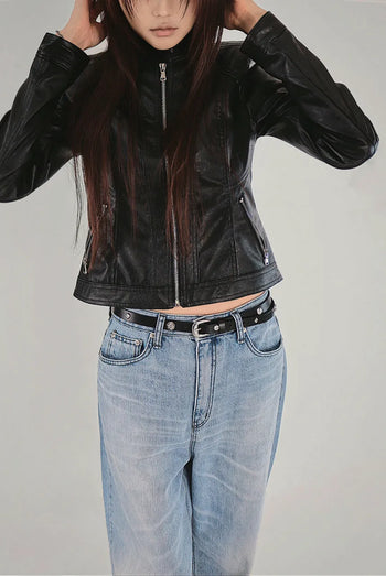 CITY SLIT LINE ZIPPER LEATHER JACKET