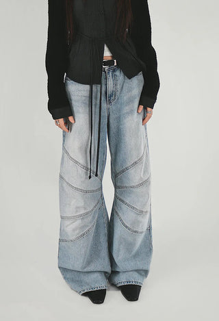 Tone-on-Tone Sleeve Knit Pocket Linkle Shirt Strap Blouse