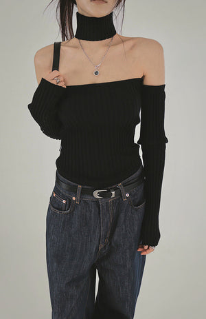 Back Strap Nofade Wide Dark Blue Denim Pants