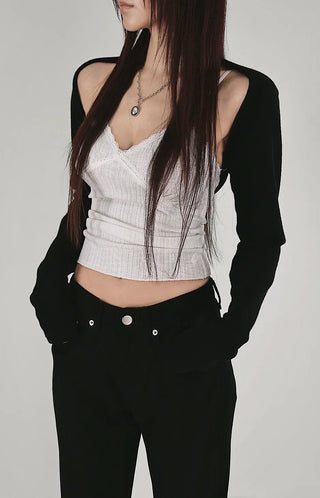 Lace Romantic Slub V-Neck Adjustable Sleeveless Top
