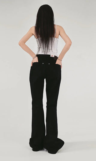 New Basic Rivet Cotton Slim Wide Semi Bootcut Pants