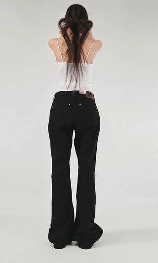 New Basic Rivet Cotton Slim Wide Semi Bootcut Pants