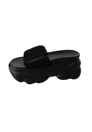 SHINY SEE-THROUGH SHIRRING WIDE HOOP HIP SLIPPERS