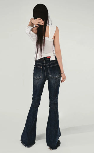 Benher One-Off Shoulder Unbal Buckle Sleeveless T-Shirt