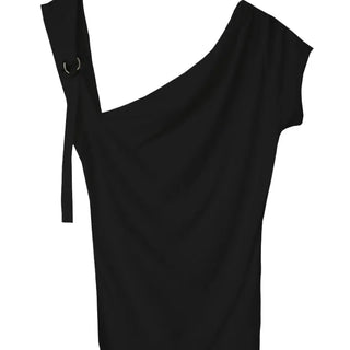 Benher One-Off Shoulder Unbal Buckle Sleeveless T-Shirt