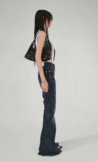 Benher One-Off Shoulder Unbal Buckle Sleeveless T-Shirt